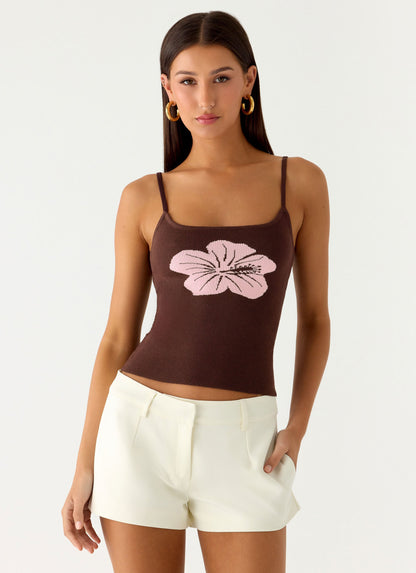 Ofira Knit Tank Top - Espresso Meadow