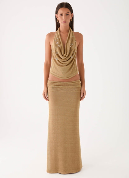 Olyssia Shimmer Embellished Top - Shimmer Gold