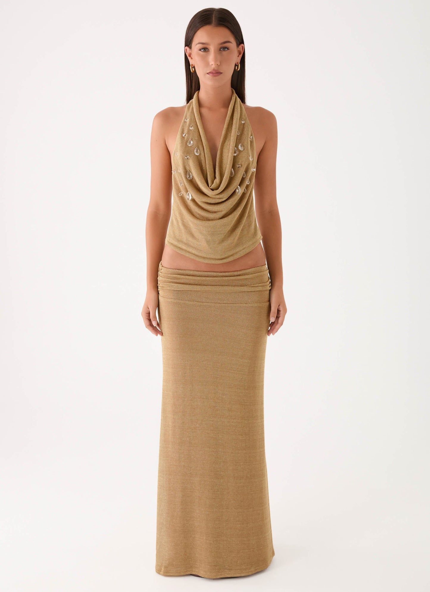 Olyssia Shimmer Maxi Skirt - Shimmer Gold