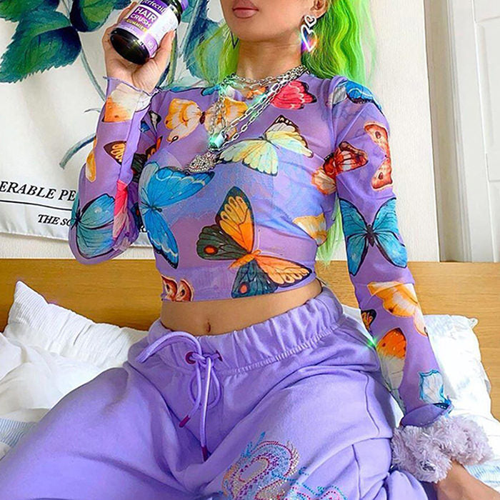 Butterflies Mesh Top