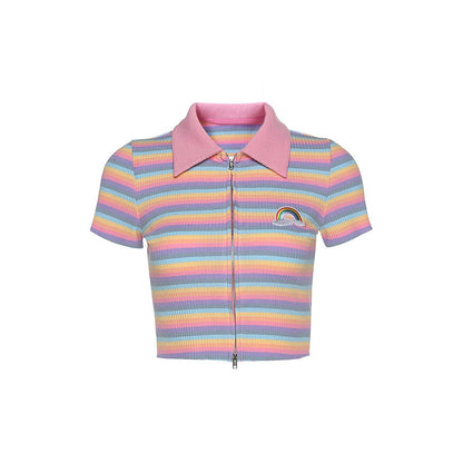 Pastel Rainbow Zip Top