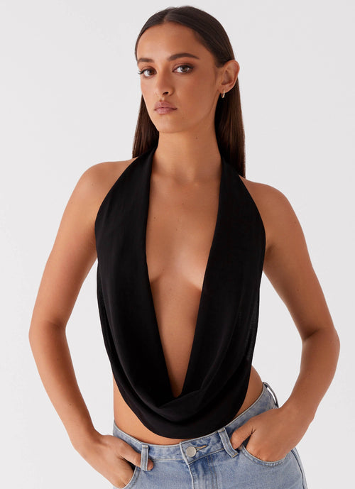 Elysia Chiffon Top - Black