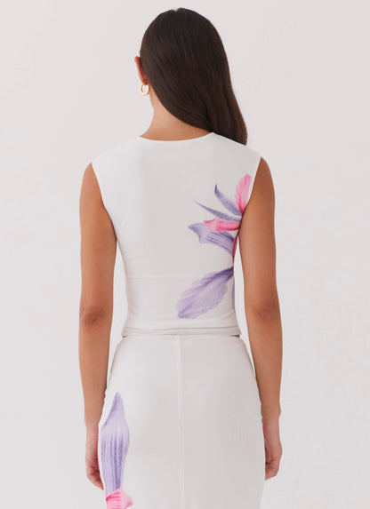 Waiting For Dawn Mesh Top - White