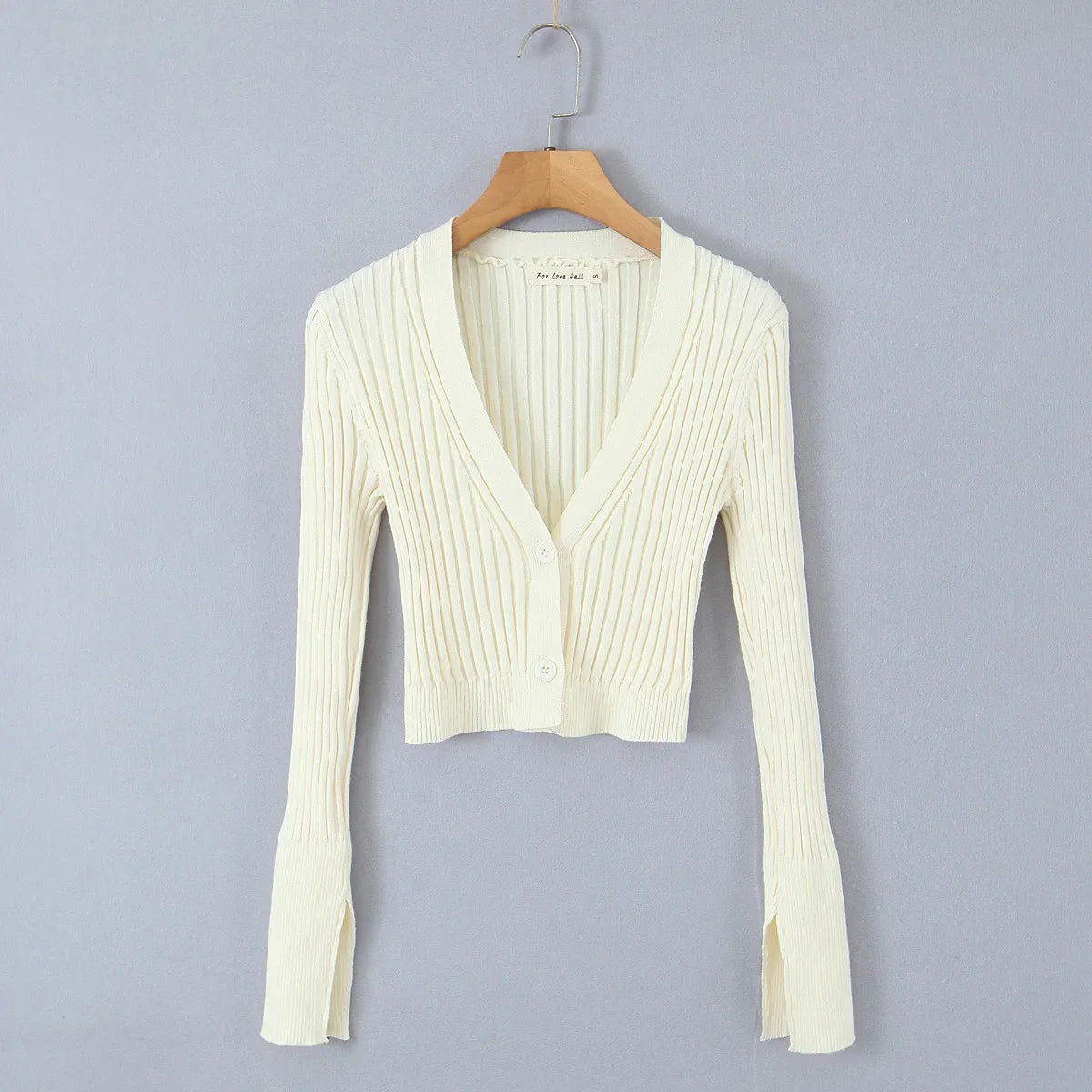 Knitted Straps with Long Sleeve Top And Lace-up Skirt Suit