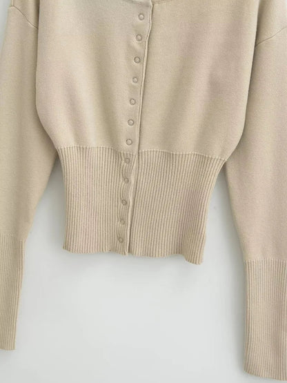 Autumn Knitwear Cardigan Ribbed Patchwork Cropped Top