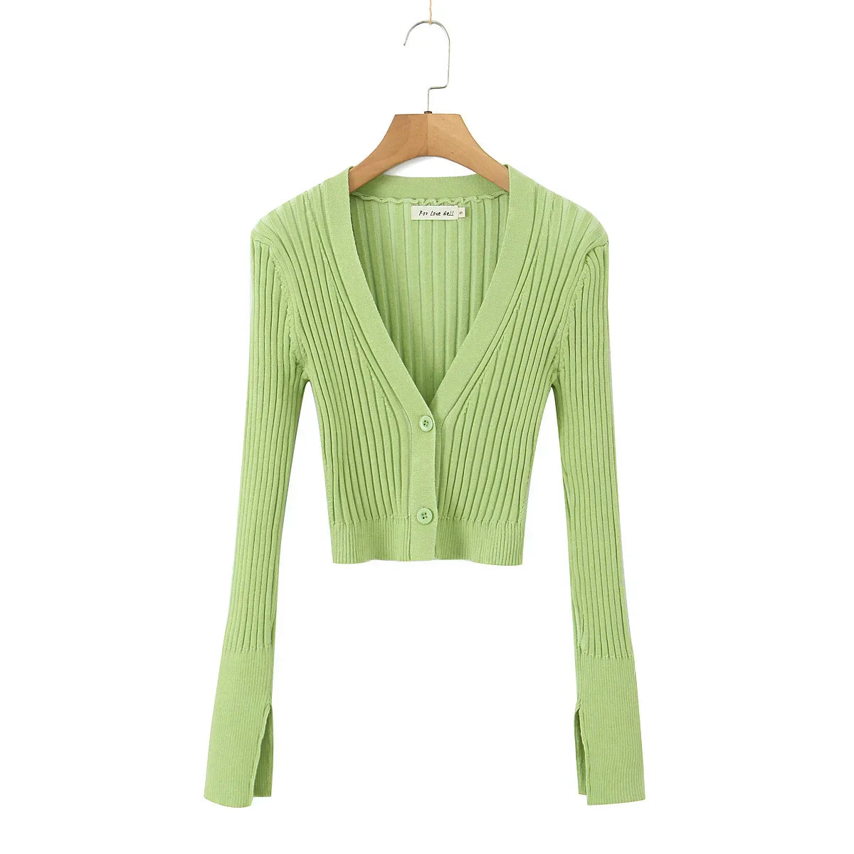 Knitted Straps with Long Sleeve Top And Lace-up Skirt Suit