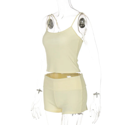 Camisole Top and Casual Female Shorts Two Piece Set
