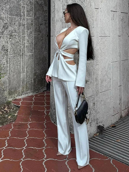 Cut Out Blazer Set