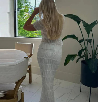 Crop Tops and High Waist Long Skirt Suit