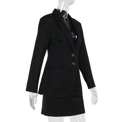 Blazer Coat & Mini Skirt Set Outfit