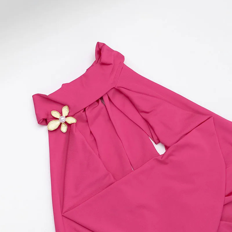 Halter Crop Top and  Long Skirt Two Piece Set