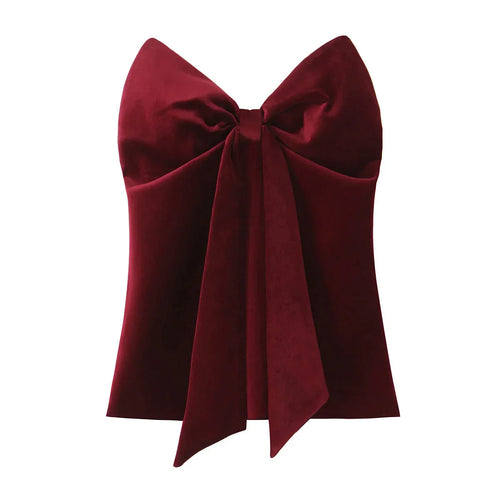 Bow Folds Back Zipper Strapless Top