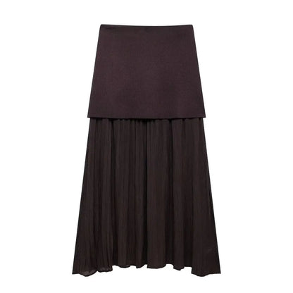Button Knit Top Side Zipper Skirt Suit
