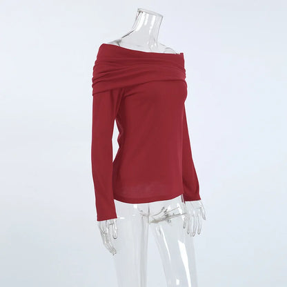 Off-Shoulder Knitwear Pullover Top