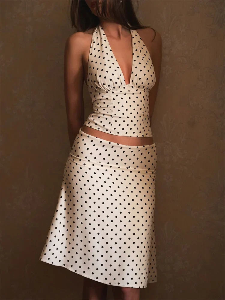 Lace-Up Sleeveless Top Bow Mini Skirt Outfits