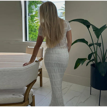 Crop Tops and High Waist Long Skirt Suit