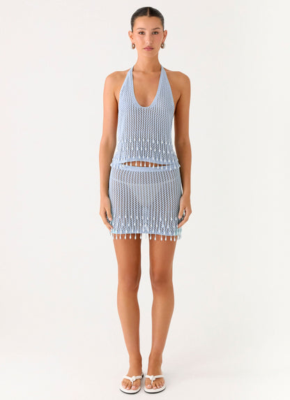 Scorpio Crochet Mini Skirt - Blue