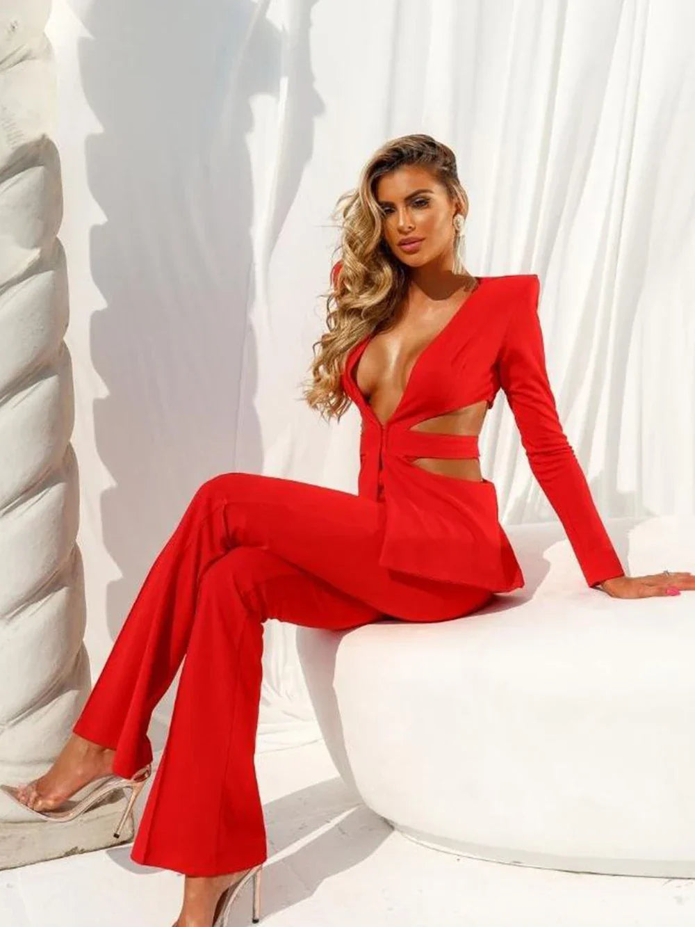 Cut Out Blazer Set