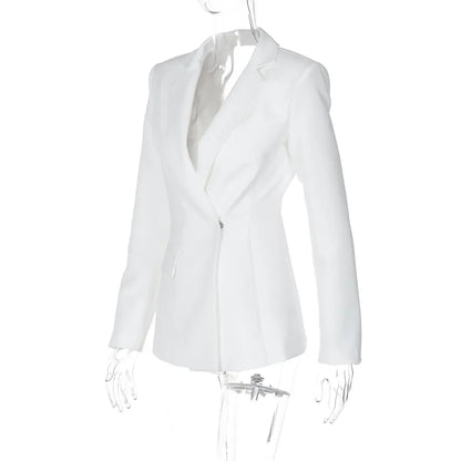 Backless  Black Suit Long Sleeve Blazer Coat