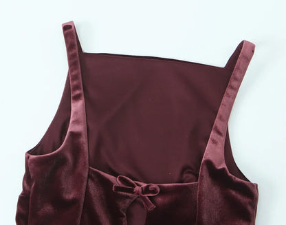 Back Bow Thin Velvet Tank Top