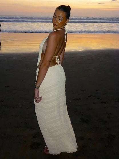 Chiffon Skirt Suit Spaghetti Strap Top and Long Skirt