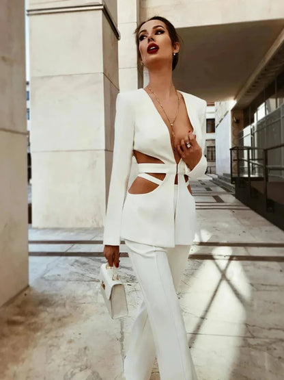 Cut Out Blazer Set