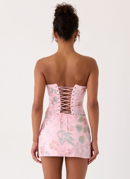 Solaire Strapless Corset Top - Pink