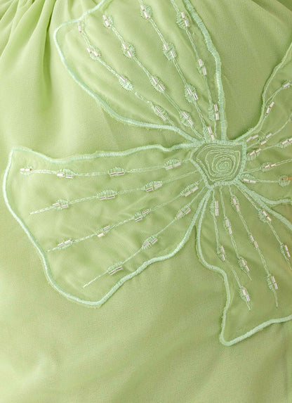 Teneika Beaded Flower Top - Lime