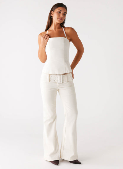 Zadie Low Rise Cord Jeans - Pearl