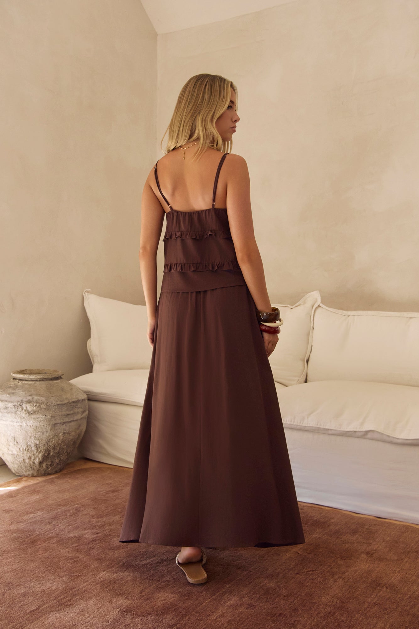 Glass Hearts Maxi Skirt Brown