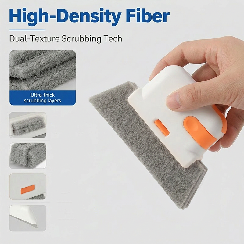 🔥Hot Sale 50% OFF🔥 Stop Picking Window Tracks with Your Fingernail! 3-in-1 Window Track Cleaning Tool – Brush + Scraper + Scrub Pad, Reaches Where Fingers Can't