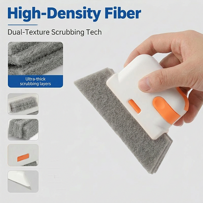 🔥Hot Sale 50% OFF🔥 Stop Picking Window Tracks with Your Fingernail! 3-in-1 Window Track Cleaning Tool – Brush + Scraper + Scrub Pad, Reaches Where Fingers Can't