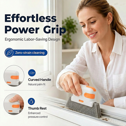 🔥Hot Sale 50% OFF🔥 Stop Picking Window Tracks with Your Fingernail! 3-in-1 Window Track Cleaning Tool – Brush + Scraper + Scrub Pad, Reaches Where Fingers Can't