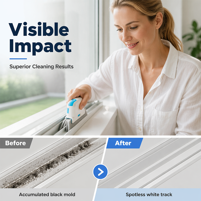 🔥Hot Sale 50% OFF🔥 Stop Picking Window Tracks with Your Fingernail! 3-in-1 Window Track Cleaning Tool – Brush + Scraper + Scrub Pad, Reaches Where Fingers Can't