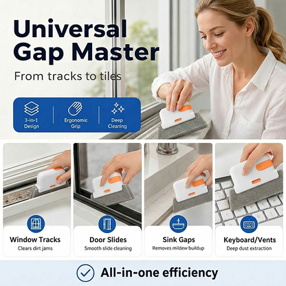 🔥Hot Sale 50% OFF🔥 Stop Picking Window Tracks with Your Fingernail! 3-in-1 Window Track Cleaning Tool – Brush + Scraper + Scrub Pad, Reaches Where Fingers Can't